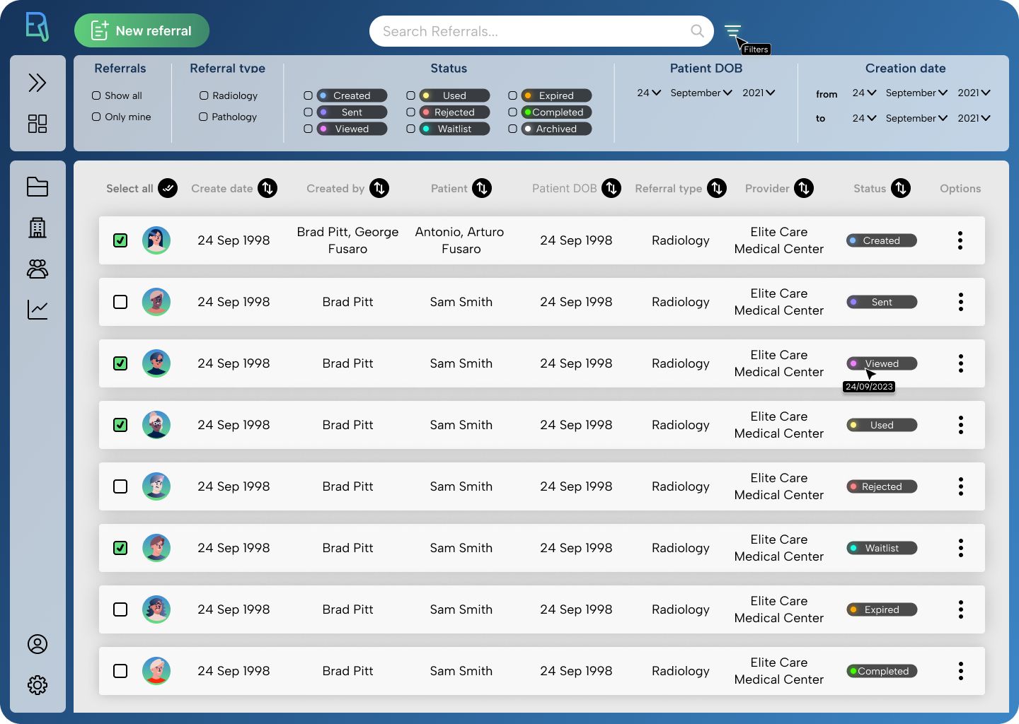 eRequests Dashboard Mockup